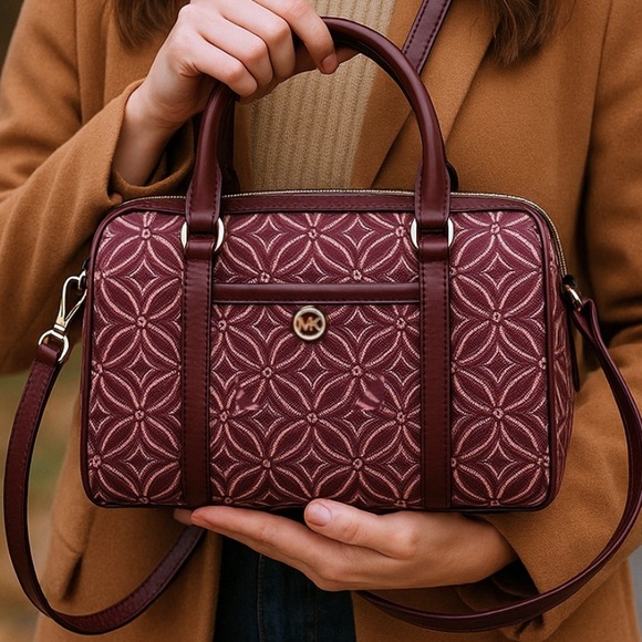 NWT Michael Kors Oxblood Travel Duffle Satchel - Picture 1 of 15